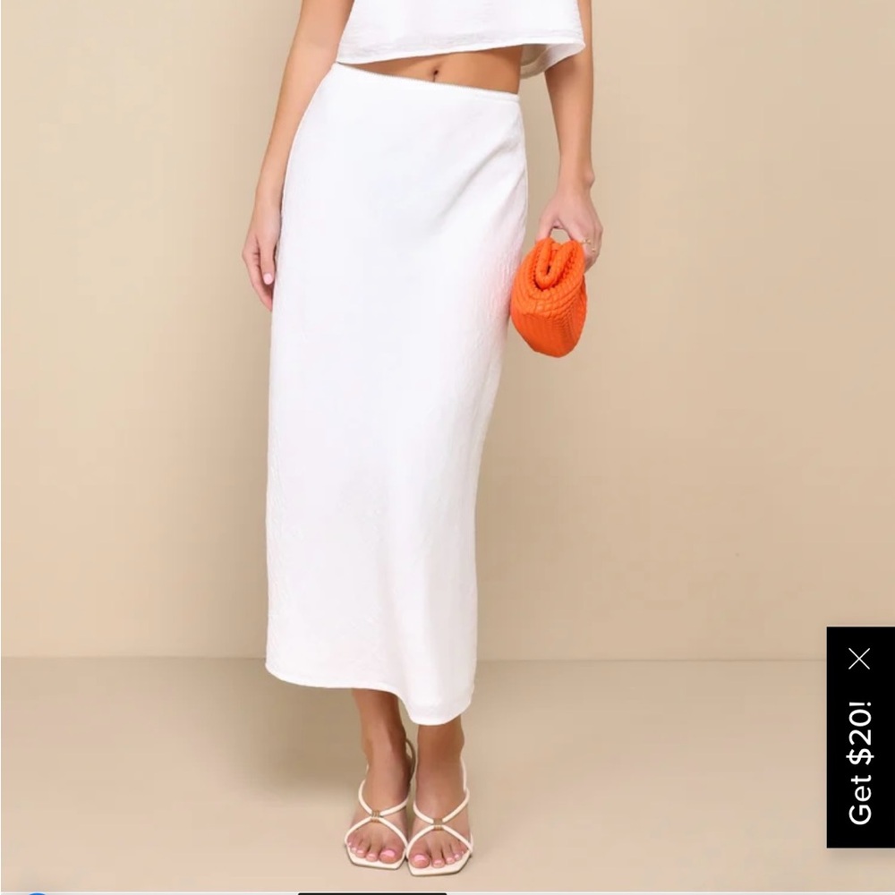 Lulus Pleasant Poise White High Rise A-Line Midi Skirt